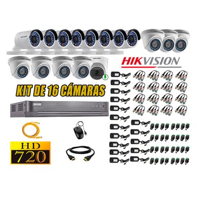CÁMARAS SEGURIDAD HIKVISION KIT 16 HD 720P | 1 CAMARA CON MICROFONO