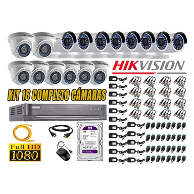 KIT 16 CÁMARA SEGURIDAD HIKVISION FULL HD 1080P + DISCO DURO 1 TB