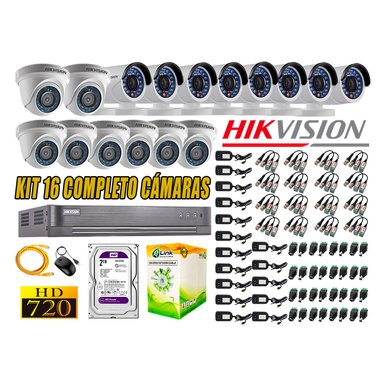 KIT 16 CÁMARA SEGURIDAD HIKVISION 720P + DISCO DURO COMPLETO 2 TB