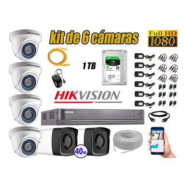 KIT 6 CÁMARA SEGURIDAD HIKVISION IT3F FULL HD 1080P + DISCO MAYOR ALCANCE 1 TB