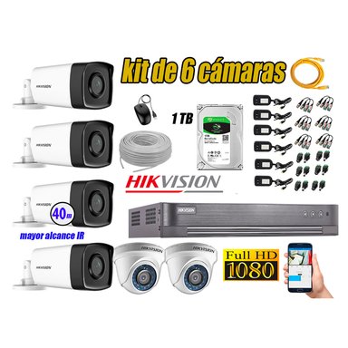 KIT 6 CÁMARA SEGURIDAD HIKVISION IT3F FULL HD 1080P + DISCO MAYOR ALCANCE 1 TB