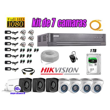 KIT 7 CÁMARA SEGURIDAD HIKVISION IT3F FULL HD 1080P + DISCO MAYOR ALCANCE 1 TB