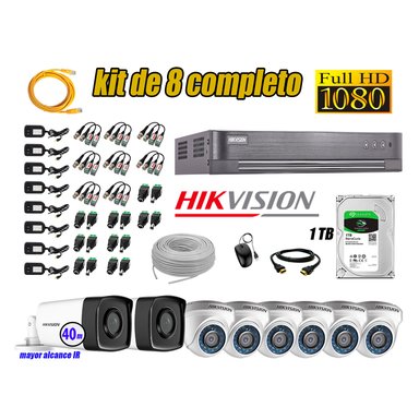 KIT 8 CÁMARA SEGURIDAD HIKVISION IT3F FULL HD 1080P + DISCO MAYOR ALCANCE 1 TB