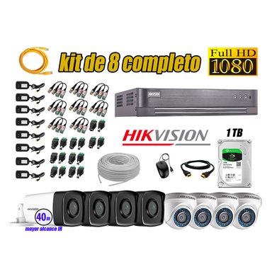 KIT 8 CÁMARA SEGURIDAD HIKVISION IT3F FULL HD 1080P + DISCO MAYOR ALCANCE 1 TB