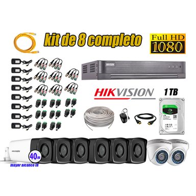KIT 8 CÁMARA SEGURIDAD HIKVISION IT3F FULL HD 1080P DISCO MAYOR ALCANCE 1 TB