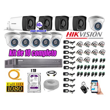 KIT 10 CÁMARA SEGURIDAD HIKVISION IT3F FULL HD 1080P + DISCO MAYOR ALCANCE 1 TB