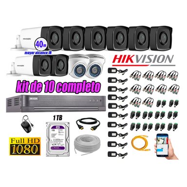 KIT 10 CÁMARA SEGURIDAD HIKVISION IT3F FULL HD 1080P + DISCO MAYOR ALCANCE 1 TB