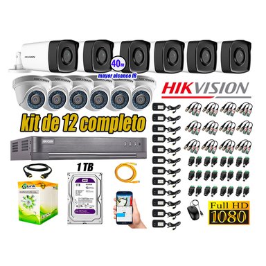KIT 12 CÁMARA SEGURIDAD HIKVISION IT3F FULL HD 1080P + DISCO MAYOR ALCANCE 1 TB