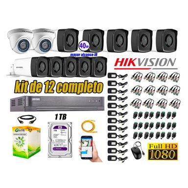 KIT 12 CÁMARA SEGURIDAD HIKVISION IT3F FULL HD 1080P + DISCO MAYOR ALCANCE 1 TB