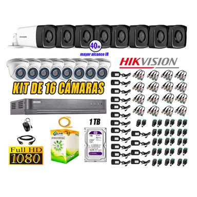 KIT 16 CÁMARA SEGURIDAD HIKVISION IT3F FULL HD 1080P + DISCO MAYOR ALCANCE 1 TB