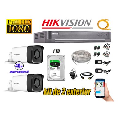 KIT 2 CÁMARA SEGURIDAD HIKVISION EXTERIOR IT3F FULL HD 1080P + DISCO 1 TB