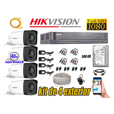 KIT 4 CÁMARA SEGURIDAD HIKVISION EXTERIOR IT3F FULL HD 1080P + DISCO 500 GB