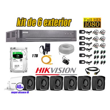 KIT 6 CÁMARA SEGURIDAD HIKVISION EXTERIOR IT3F FULL HD 1080P + DISCO 1 TB