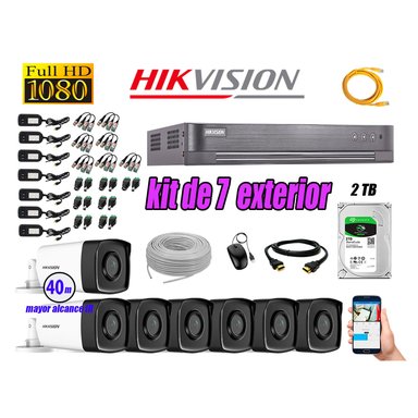 KIT 7 CÁMARA SEGURIDAD HIKVISION EXTERIOR IT3F FULL HD 1080P + DISCO 2 TB