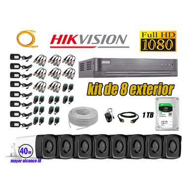 KIT 8 CÁMARA SEGURIDAD HIKVISION EXTERIOR IT3F FULL HD 1080P + DISCO 1 TB