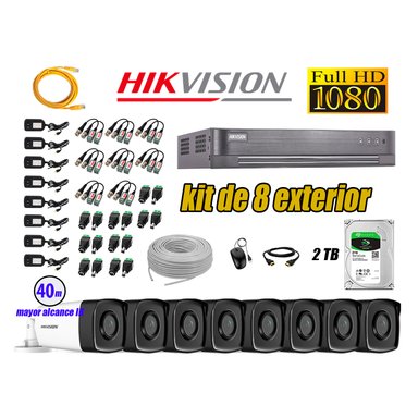 KIT 8 CÁMARA SEGURIDAD HIKVISION EXTERIOR IT3F FULL HD 1080P + DISCO 2 TB