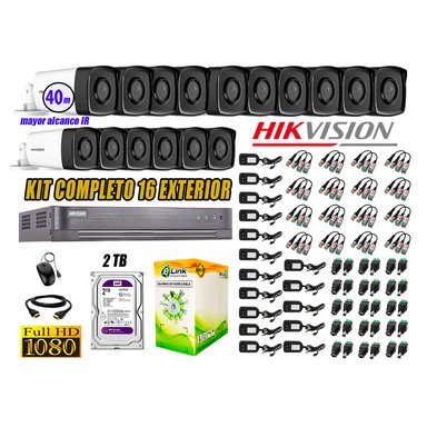 KIT 16 CÁMARA SEGURIDAD HIKVISION EXTERIOR IT3F FULL HD 1080P + DISCO 2 TB