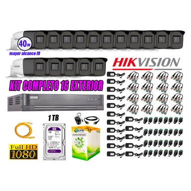 KIT 16 CÁMARA SEGURIDAD HIKVISION EXTERIOR VARIFOCAL FULL HD 1080P + DISCO 1 TB