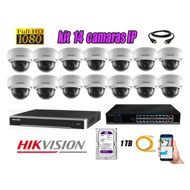 KIT 14 CÁMARA SEGURIDAD HIKVISION IP INTERIOR + DISCO WD PÚRPURA 1 TB