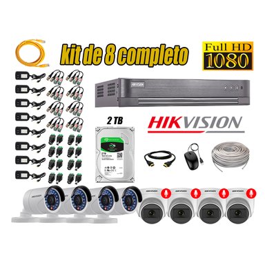 KIT 8 CÁMARA SEGURIDAD HIKVISION FULL HD 04 AUDIO INCORPORADO LITE 2 TB