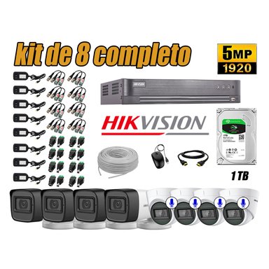 KIT 8 CÁMARA SEGURIDAD HIKVISION 5MP 1 TB | 04 CÁMARAS AUDIO INCORPORADO