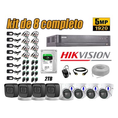 KIT 8 CÁMARA SEGURIDAD HIKVISION 5MP 2 TB | 04 CÁMARAS AUDIO INCORPORADO