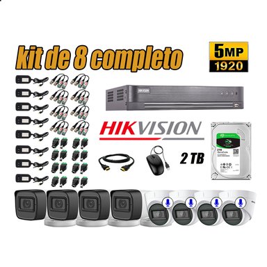 KIT 8 CÁMARA SEGURIDAD HIKVISION 5MP 2 TB | 04 CÁMARAS AUDIO INCORPORADO
