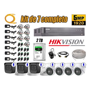 KIT 7 CÁMARA SEGURIDAD HIKVISION AUDIO INCORPORADO COMPLETO 2 TB
