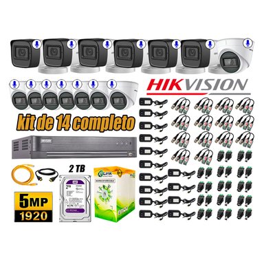 KIT 14 CÁMARA SEGURIDAD HIKVISION AUDIO INCORPORADO COMPLETO 2 TB