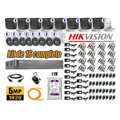 KIT 16 CÁMARA SEGURIDAD HIKVISION AUDIO INCORPORADO COMPLETO 1 TB
