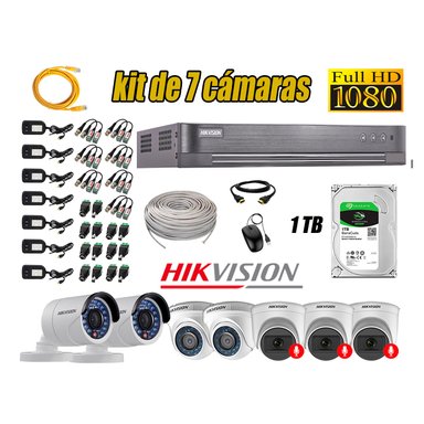 KIT 7 CÁMARA SEGURIDAD HIKVISION FULL HD 03 AUDIO INCORPORADO LITE 1 TB