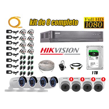 KIT 8 CÁMARA SEGURIDAD HIKVISION FULL HD 04 AUDIO INCORPORADO LITE 1 TB