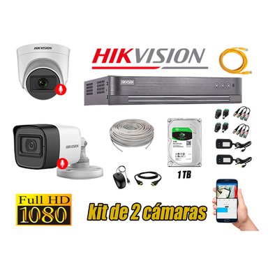 KIT 2 CÁMARA SEGURIDAD HIKVISION FULL HD 2 AUDIO INCORPORADO LITE 1 TB
