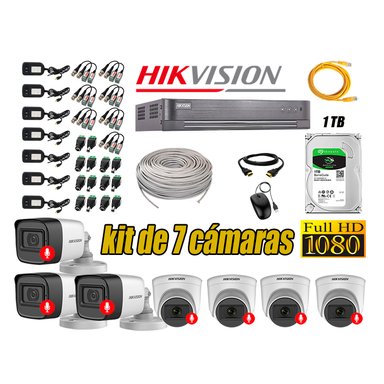 KIT 7 CÁMARA SEGURIDAD HIKVISION AUDIO INCORPORADO FULL HD 1080P LITE 1 TB