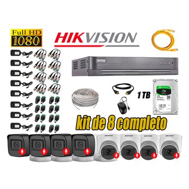 KIT 8 CÁMARA SEGURIDAD HIKVISION AUDIO INCORPORADO FULL HD 1080P LITE 1 TB