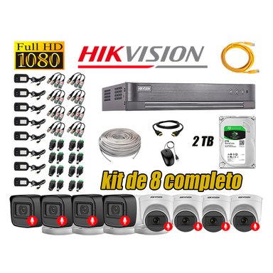 KIT 8 CÁMARA SEGURIDAD HIKVISION AUDIO INCORPORADO FULL HD 1080P LITE 2 TB
