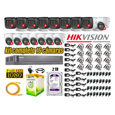 KIT 16 CÁMARA SEGURIDAD HIKVISION AUDIO INCORPORADO FULL HD 1080P LITE 2 TB