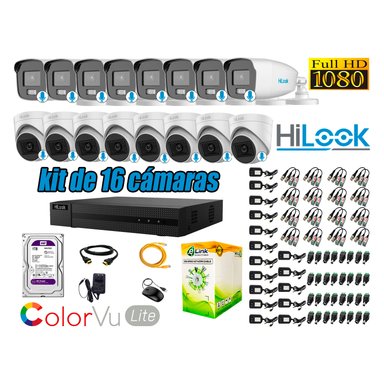 HILOOK - CÁMARAS SEGURIDAD KIT 16 FULL HD | COLORVU LITE NOCHE COLOR 1TB