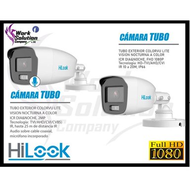 KIT 2 CÁMARA SEGURIDAD HILOOK EXTERIOR 1080P COLORVU LITE NOCHE COLOR 1 TB - 4