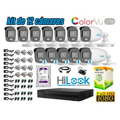 HILOOK - CÁMARAS SEGURIDAD EXTERIOR KIT 12 1080P NOCTURNA COLORVU LITE