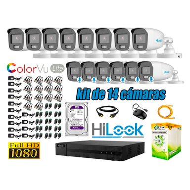 HILOOK - CÁMARAS SEGURIDAD EXTERIOR KIT 14 1080P NOCTURNA COLORVU LITE