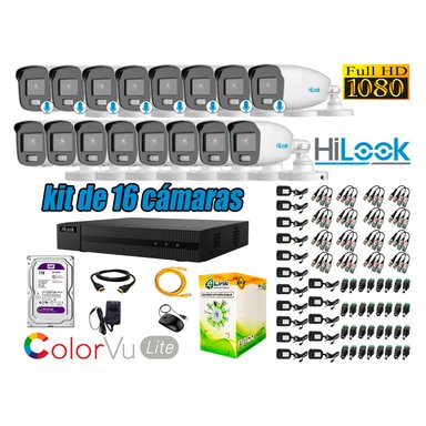 HILOOK - CÁMARAS SEGURIDAD EXTERIOR KIT 16 1080P NOCTURNA COLORVU LITE