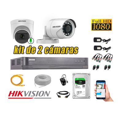 KIT 2 CÁMARA VIGILANCIA HIKVISION FULL HD 1 TB | 1 CAMARA MICROFONO