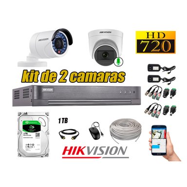 KIT 2 CÁMARA VIGILANCIA HIKVISION HD 720P 1 TB | 1 CAMARA MICROFONO