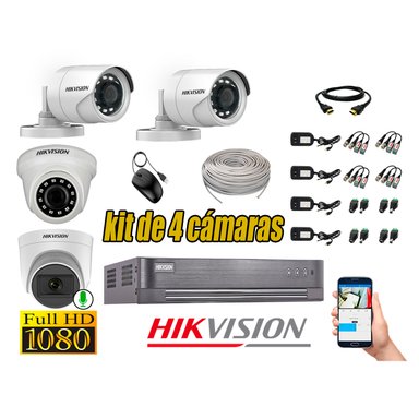 CÁMARAS SEGURIDAD HIKVISION KIT 4 FULL HD OFERTA | 1 CAMARA MICROFONO