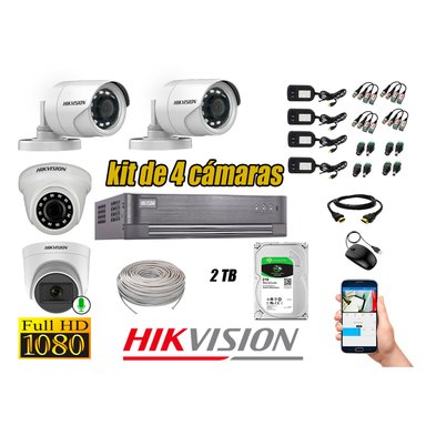 KIT 4 CÁMARA VIGILANCIA HIKVISION FULL HD 2 TB | 1 CAMARA MICROFONO