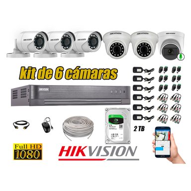 KIT 6 CÁMARA VIGILANCIA HIKVISION FULL HD 2 TB | 1 CAMARA MICROFONO
