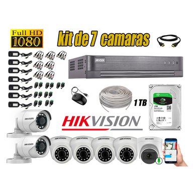 KIT 7 CÁMARA VIGILANCIA HIKVISION FULL HD 1 TB | 1 CAMARA MICROFONO