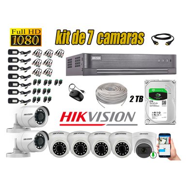 KIT 7 CÁMARA VIGILANCIA HIKVISION FULL HD 2 TB | 1 CAMARA MICROFONO