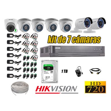 KIT 7 CÁMARA VIGILANCIA HIKVISION HD 720P 1 TB | 1 CAMARA MICROFONO